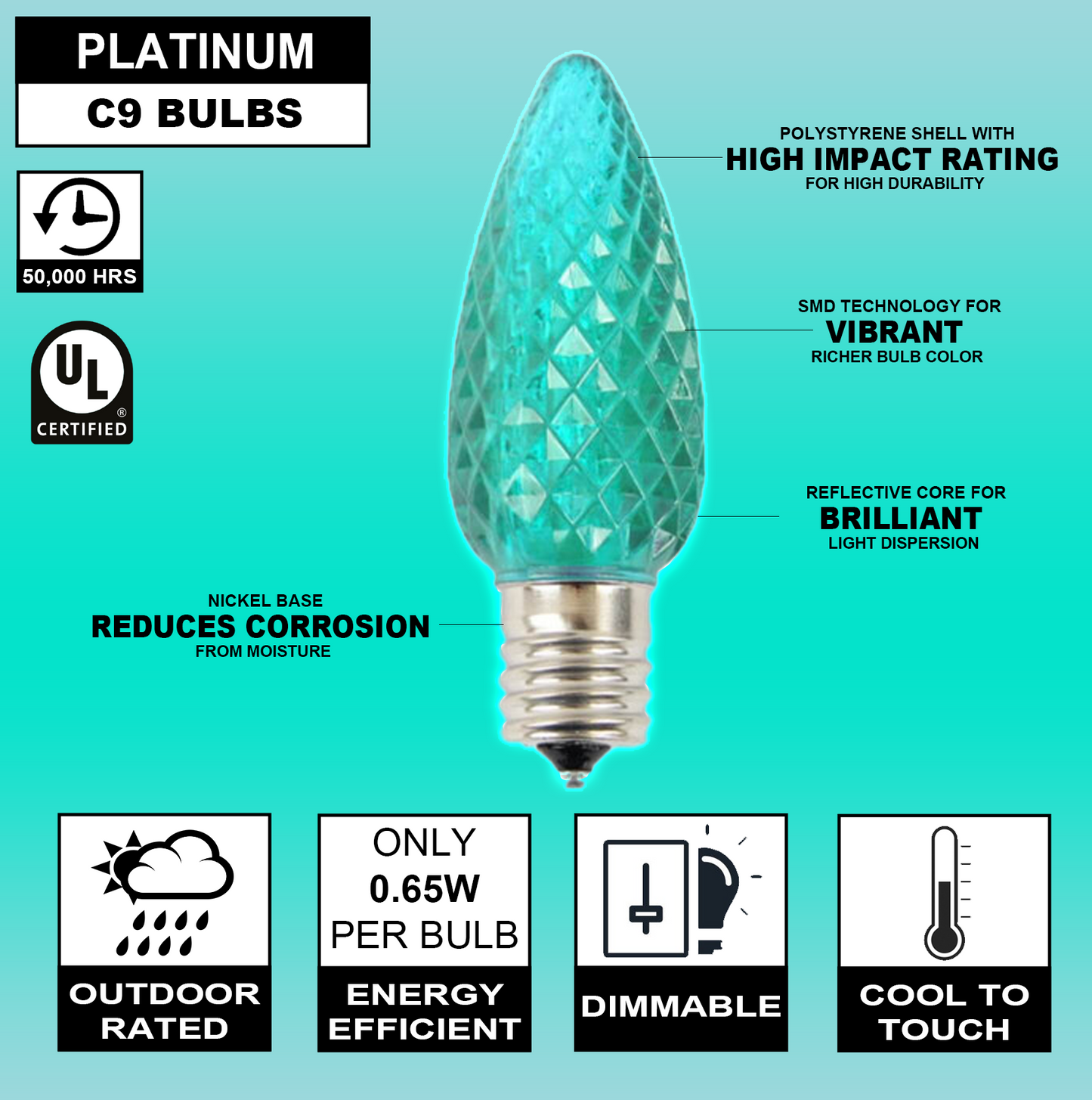 Bombilla C9 Verde Azulado - Platino