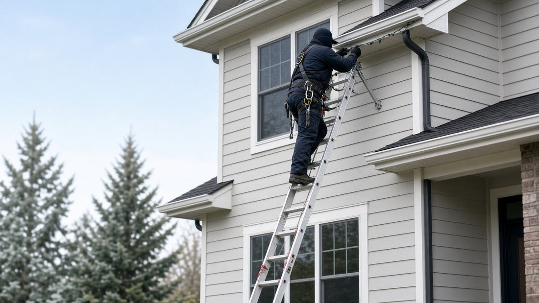 Christmas light ladder and roof safety cover photo