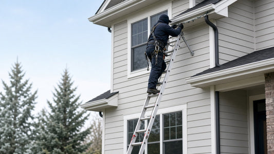 Christmas light ladder and roof safety cover photo