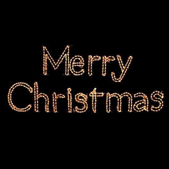 Merry Christmas Wire Frame Sign with RGBWW LED lights lit up in Warm White