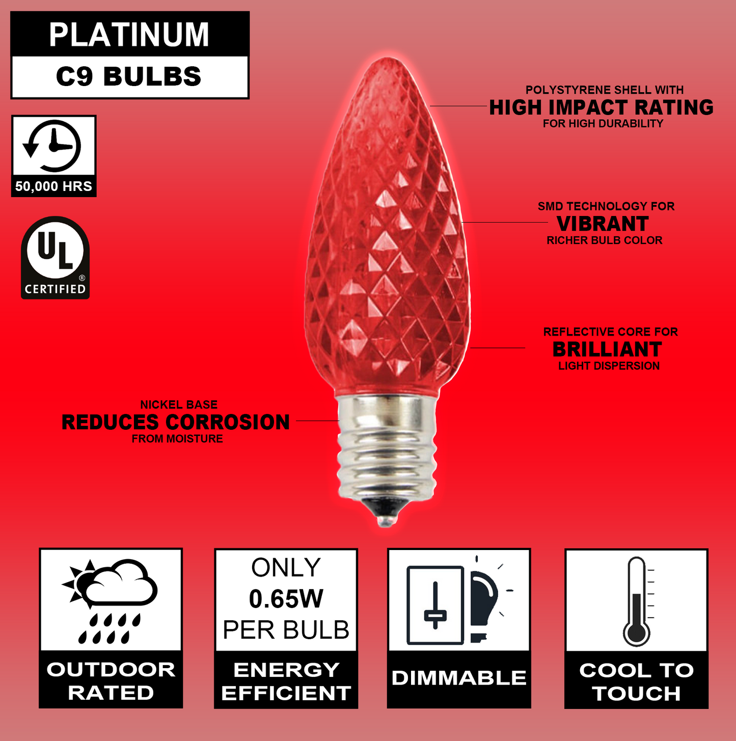 Bombilla C9 Roja - Platino