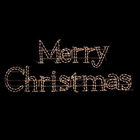 36in Wire Frame RGBWW Merry Christmas Sign with multi color LEDs lit up