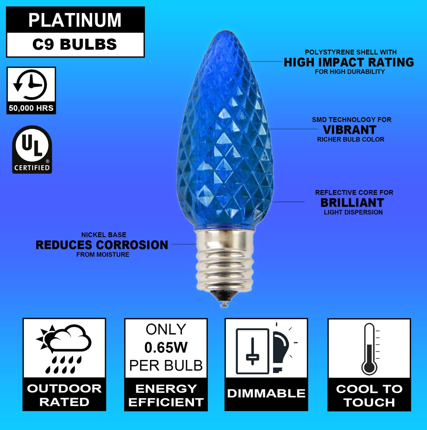 Bombilla C9 azul - Platino