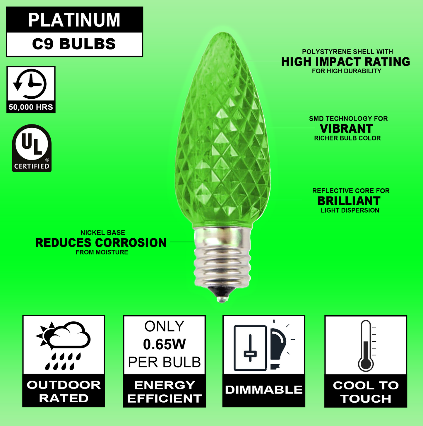 C9 Bombilla Verde - Platino