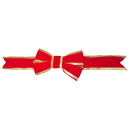 Red with gold trim structural 3D velvet bow (12 Inch)