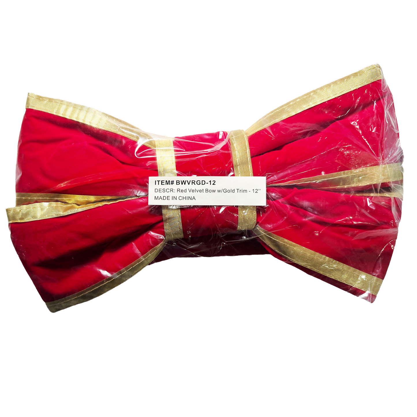 Red with gold trim structural 3D velvet bow (12 Inch)