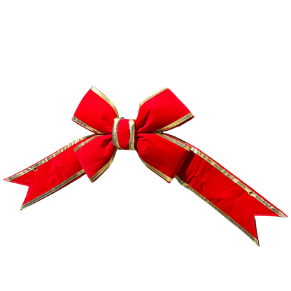 Red with gold trim structural 3D velvet bow (15 Inch)