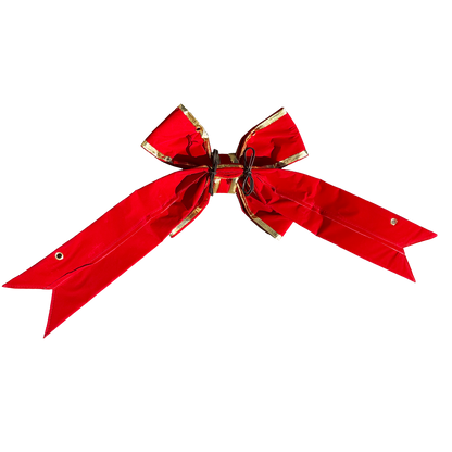 Red with gold trim structural 3D velvet bow (15 Inch)