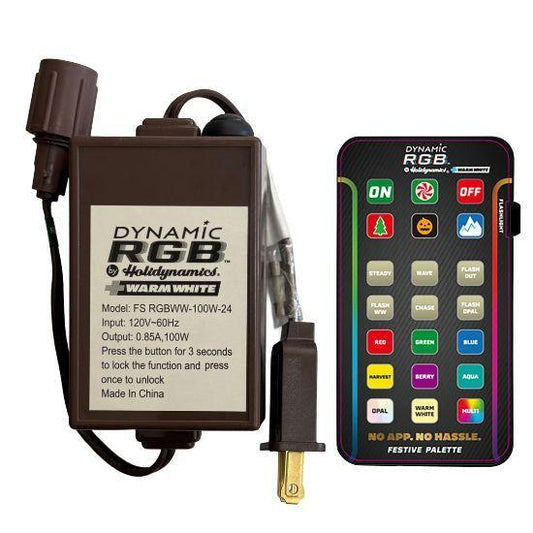 RGBWW 100W Controller with Remote for up to 24 RGBWW Holidynamics strands
