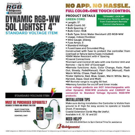 RGBWW 4in spacing coaxial strands by Holidynamics for use with RGBWW controllers