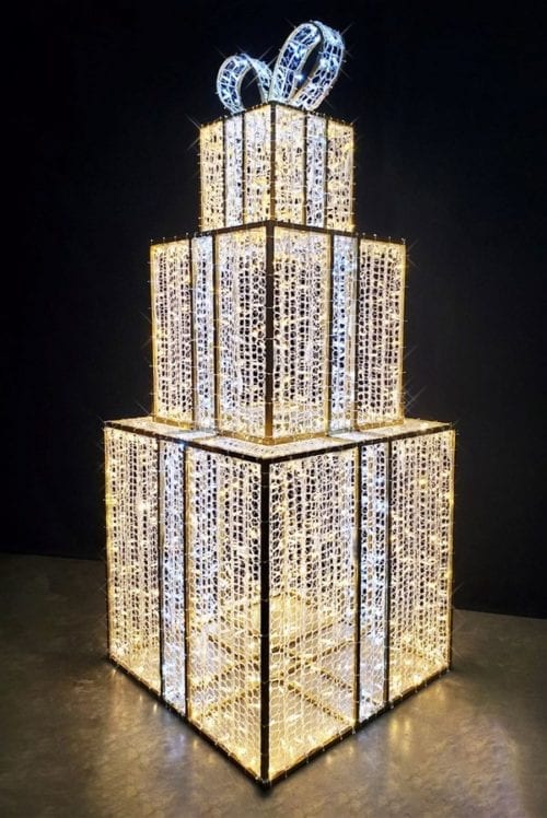Giant Pre-Lit LED Stacked Gift Boxes - Warm White & Cool White — packaging