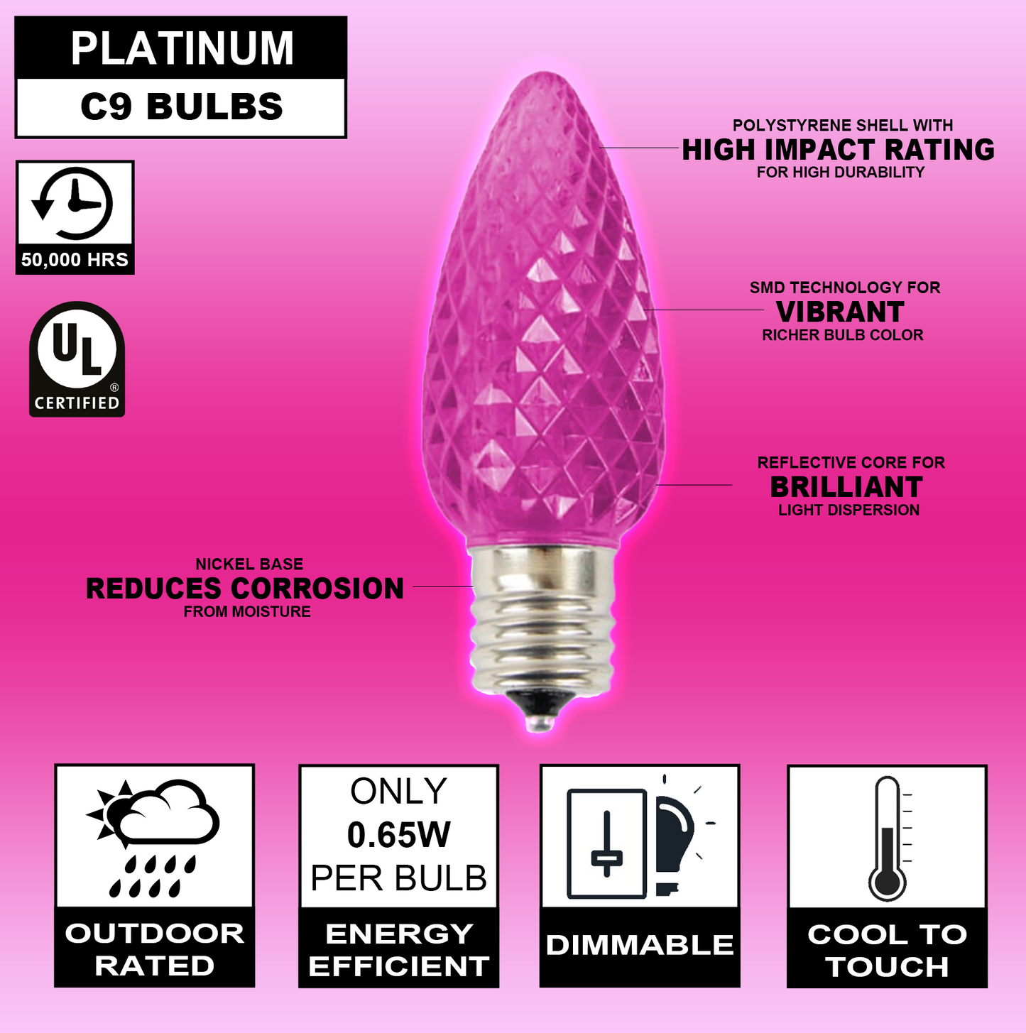 Bombilla C9 Rosa - Platino