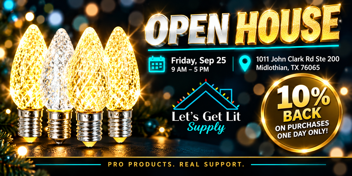 Let's Get Lit Supply Open House, Friday Sep 25, 9 AM to 5 PM, 1011 John Clark Rd Ste 200, Midlothian TX. 10% back on purchases, one day only.